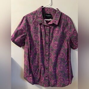 Wildfang Pink and Green Floral Shirt